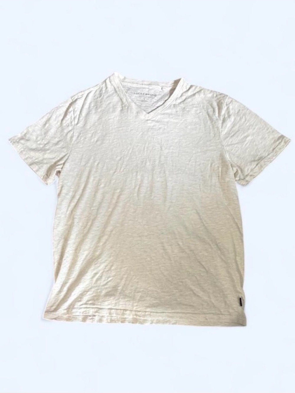 White Lucky Brand V-Neck Textured T-Shirt